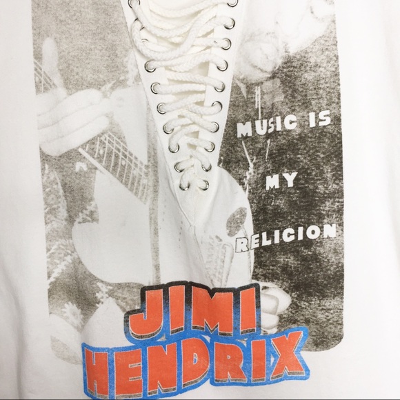 Rockin Artwork Jimi Hendrix Lace Up Graphic Tee - Picture 3 of 6